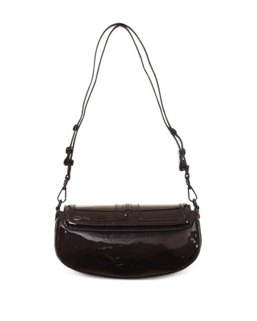 Just Cavalli Black Curved-Flap Logo-Plaque Shoulder Bag