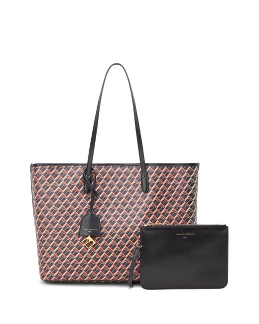 Tammy & Benjamin Purple Monogram-pattern Leather Tote Bag