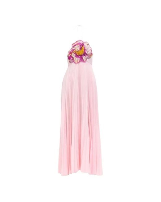 Acler Pink Brewood Pleated Maxi Dress