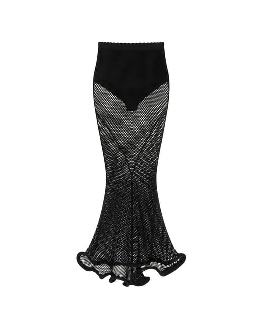 Givenchy Black Kickback Ruffled Midi Skirt