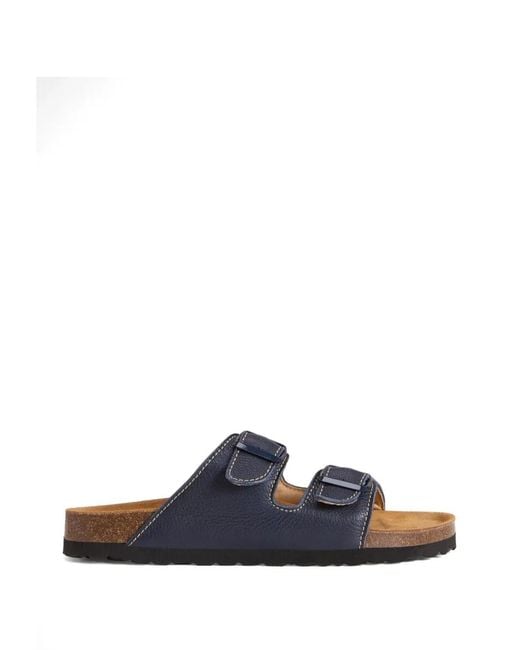 Woolrich Blue Tumbled Leather Buckle Sandals for men