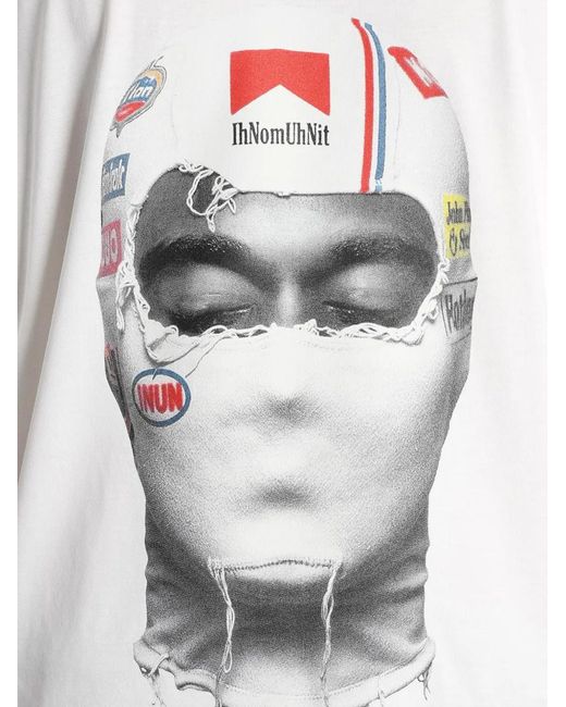 Ih Nom Uh Nit White Graphic-Print Cotton T-Shirt for men