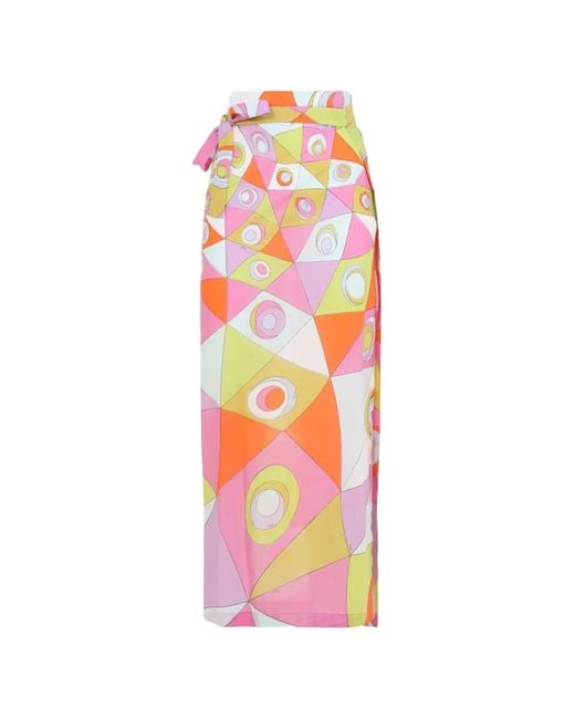 Emilio Pucci White Wrap Style Slit Skirt With Self-Tie Fastening