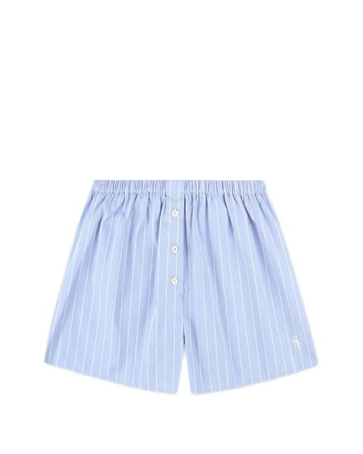 Sporty & Rich Blue Striped Cotton Shorts