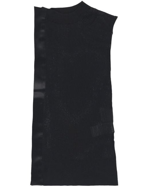 Sacai Black Asymmetric Ribbed-knit Tank Top
