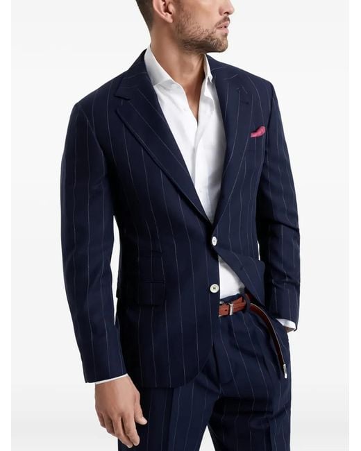 Brunello Cucinelli Blue Pinstripe-Pattern Suit for men
