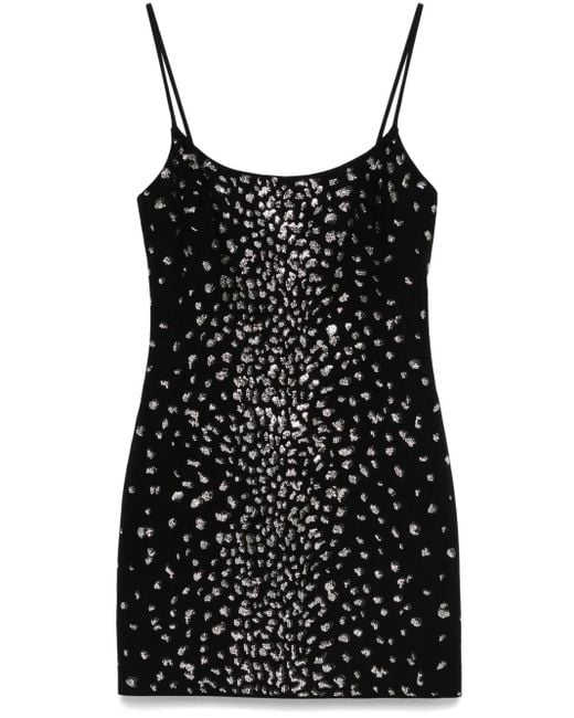 Blumarine Black Crystal-Embellished Mini Dress