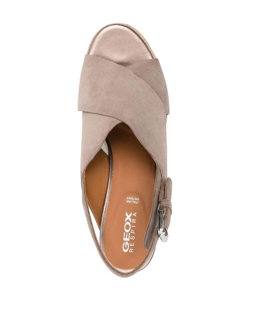 Geox Leather Ponza 85mm Wedge Espadrille Sandals in Natural | Lyst