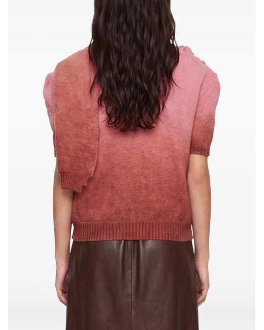 ROWEN ROSE Pink Gradient-Effect Draped-Neck Sweater