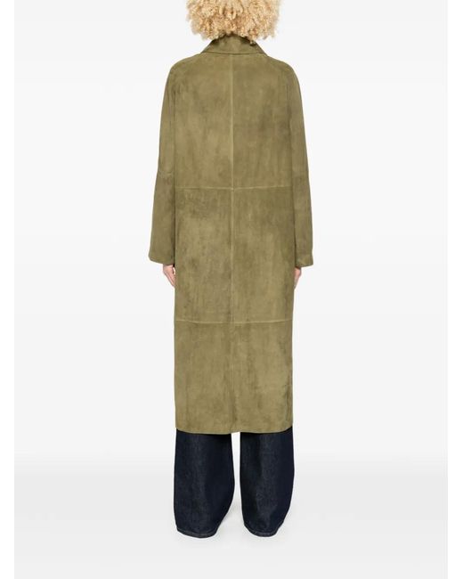 Arma Green Judy Button Suede Coat