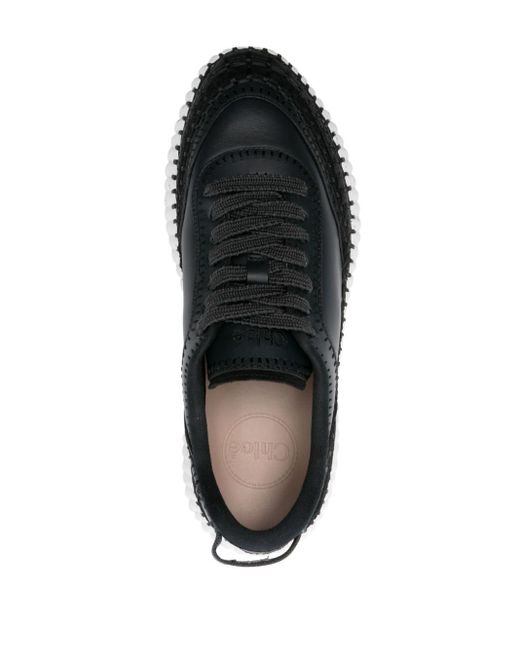 Chloé Nama Leren Sneakers in het Black