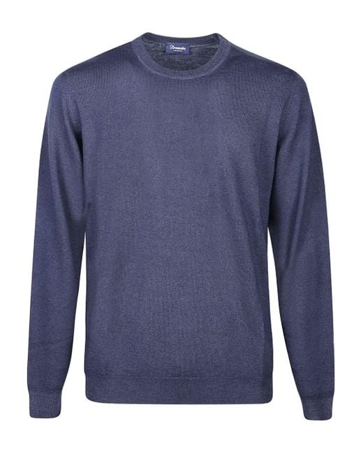 Drumohr Blue Crew-Neck Wool Sweater for men