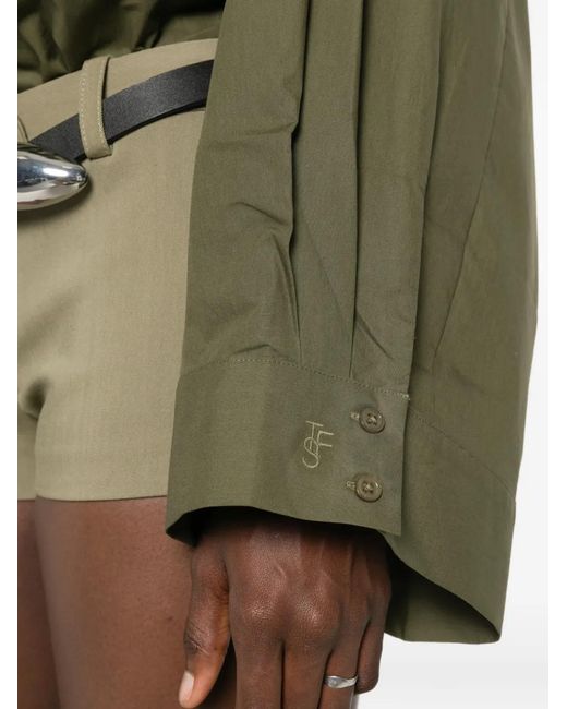 Frankie Shop Green Chemise Oversize À Logo Brodé