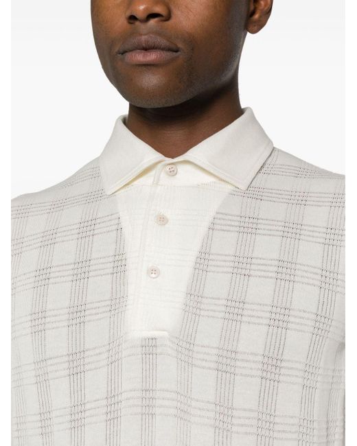 Lardini White Pointelle-knit Cotton Polo Shirt for men