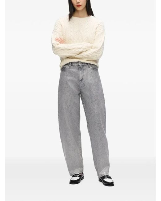 Karl Lagerfeld Gray Coated Python Barrel Jeans