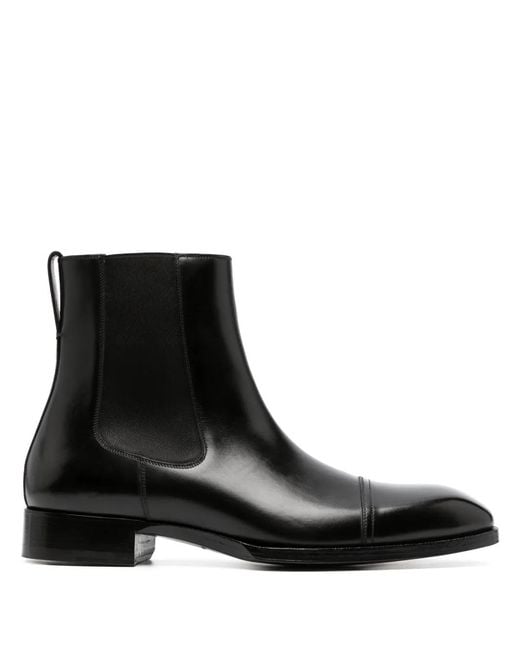 Tom Ford Black Elkan Leather Chelsea Boots for men
