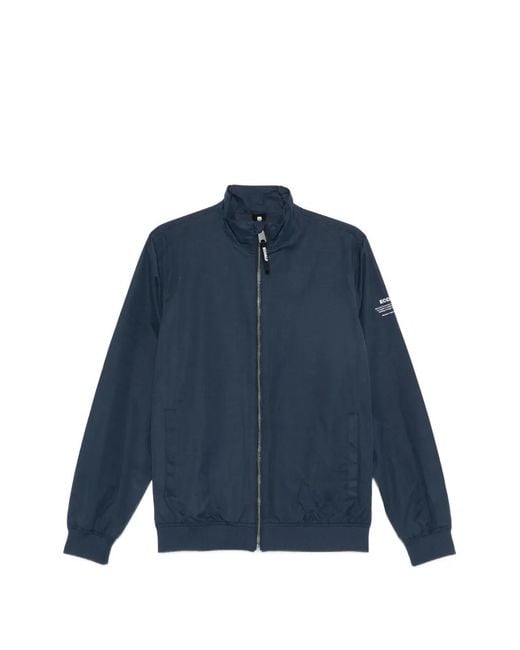 Ecoalf Blue Logo-Print Zip-Up Jacket for men