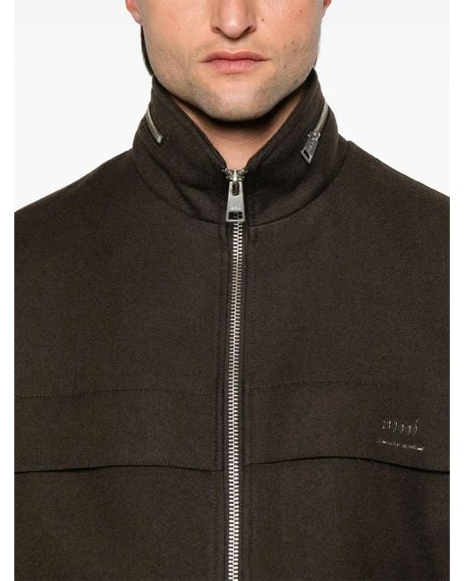 AMI Black Concealed-Hood Jacket for men
