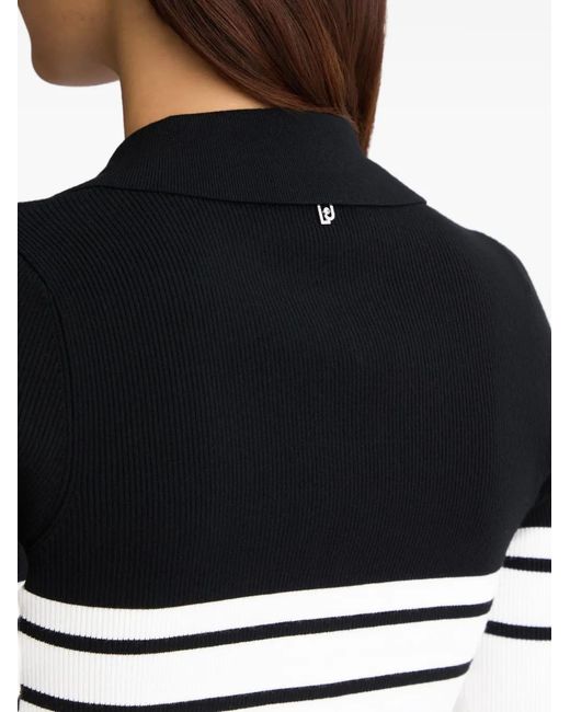 Liu Jo Black Striped Polo Shirt