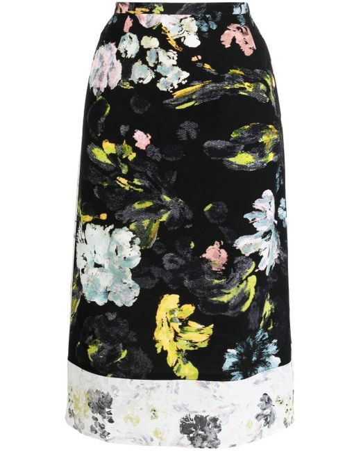Joseph Black Floral-print Silk Skirt