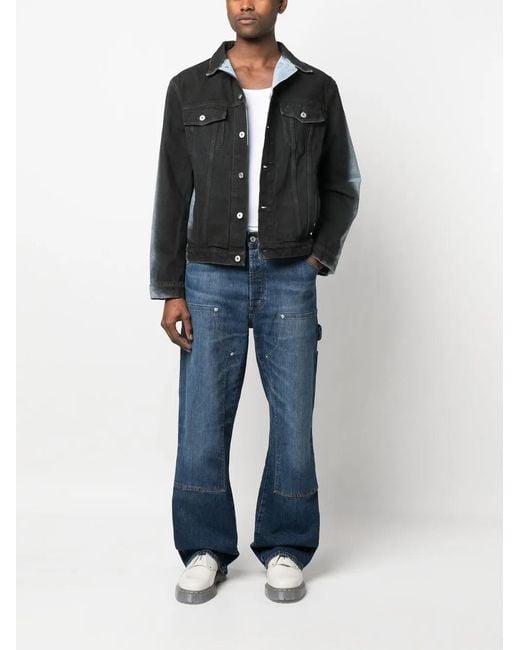 Heron Preston Black Gradient-Effect Regular Denim Jacket for men