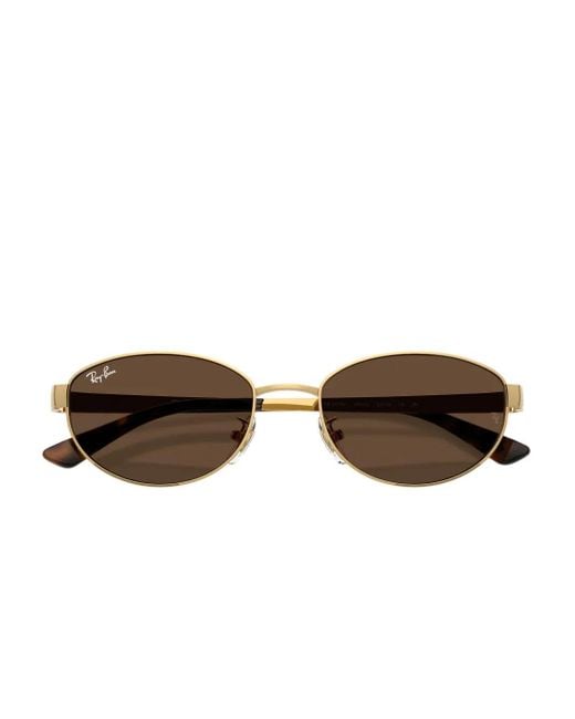 Ray-Ban Brown Oval-Frame Tinted Sunglasses