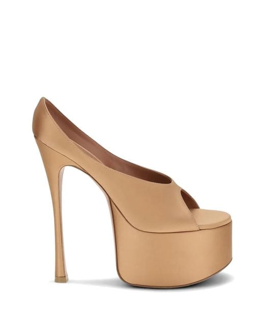 AMINA MUADDI Natural Anok Plateau Satin Pumps