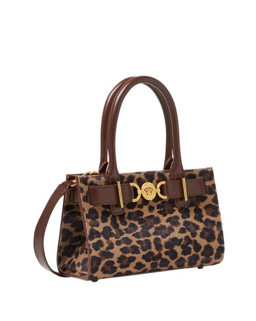 Versace Brown Small Medusa '95 Leopard Tote Bag