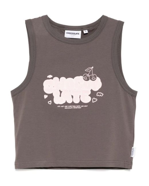 Chocoolate Gray Logo-Print Tank Top