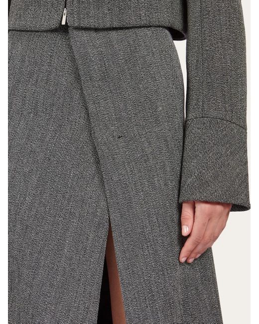 Ferragamo Gray Wrap Midi Skirt