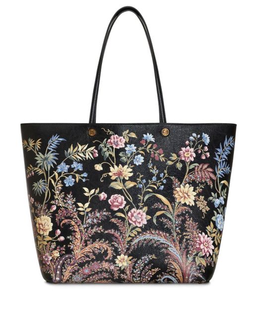 Etro Black Maxi Essential Shopper mit Blumen-Print