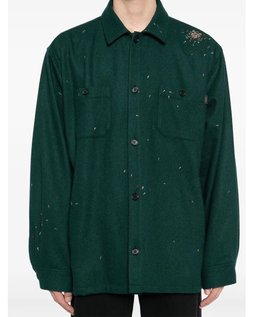 Undercover Green Cross Embroidery Long-Sleeves Shirt for men