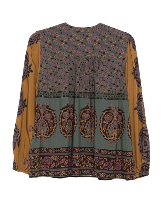 Ba&sh Brown Floral-Print Blouse