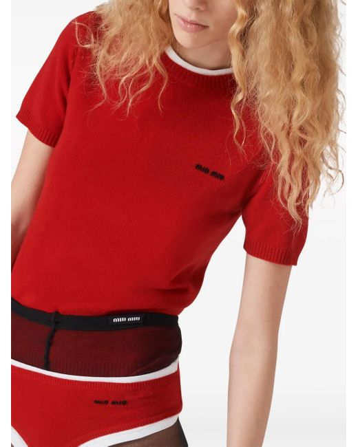 Miu Miu カシミア ニットトップ Red