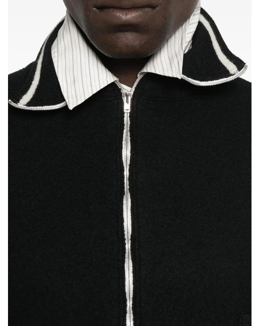 Maison Margiela Black High-Neck Cardigan With Zip Front for men