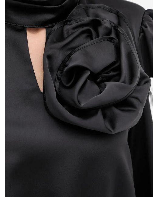 Fracomina Mini-Jurk Met Gedrapeerde Hals Verfraaid Met Bloemen in het Black