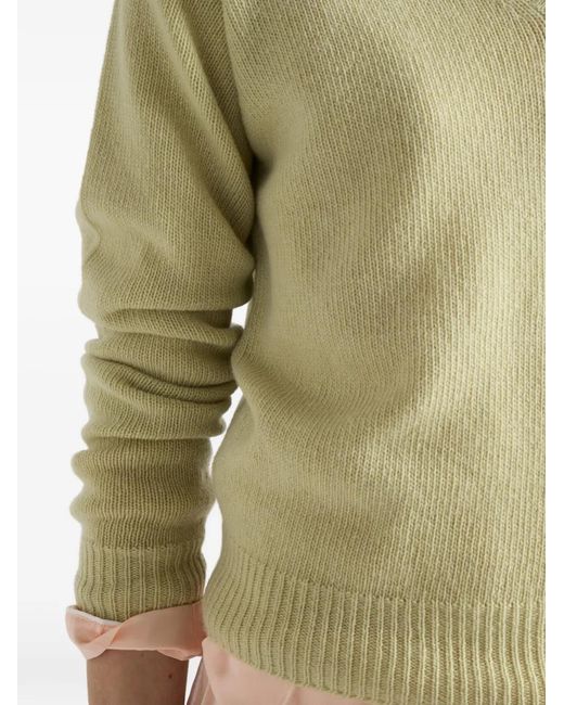 Pull Côtelé À Col V Prada en coloris Green