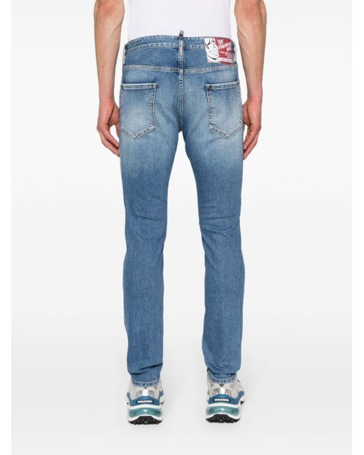 DSquared² Halbhohe Slim-Fit-Jeans in Blue für Herren