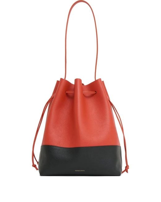 Mansur Gavriel Red Cabas Drawstring Bucket Bag