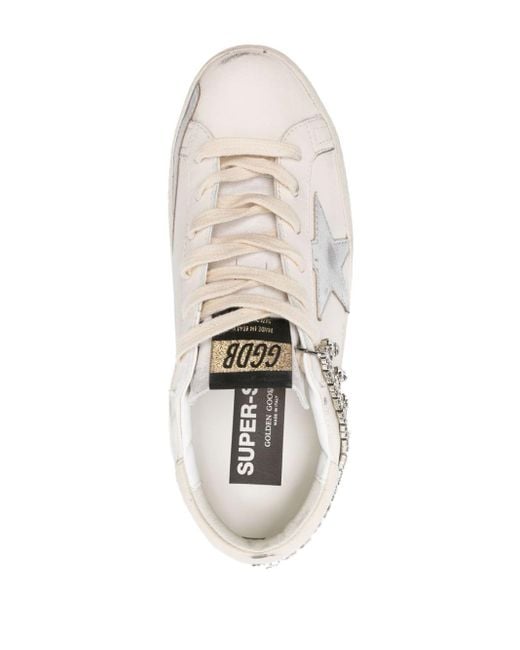 Golden Goose Deluxe Brand White Super-star Crystal-embellished Sneakers