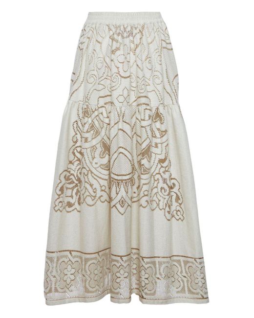 LaDoubleJ White Lacey Oscar Embroidered Skirt