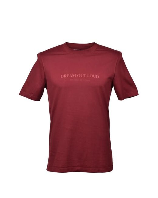 Brunello Cucinelli Red T-Shirt Imprimé À Col Rond for men