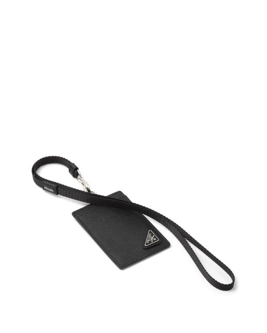 Prada Black Saffiano Leather Badge Holder for men