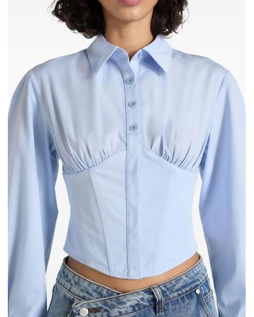 Manière De Voir Blue Margot Corset Cotton Shirt
