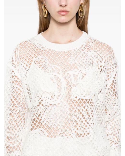 Jersey Farea de ganchillo Max Mara de color White