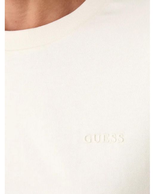 Guess White Logo-Embroidered Crew-Neck Sweatshirt
