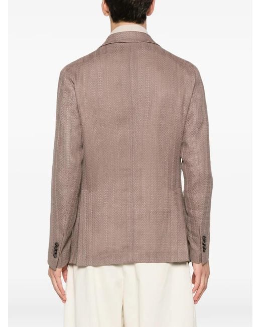 Tagliatore Brown Double-Breasted Patch-Pocket Blazer for men