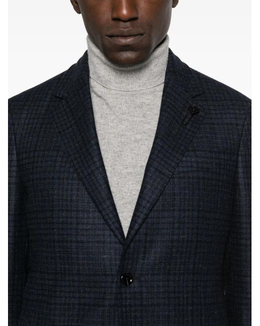 Lardini Blue Checked Two-Button Blazer for men