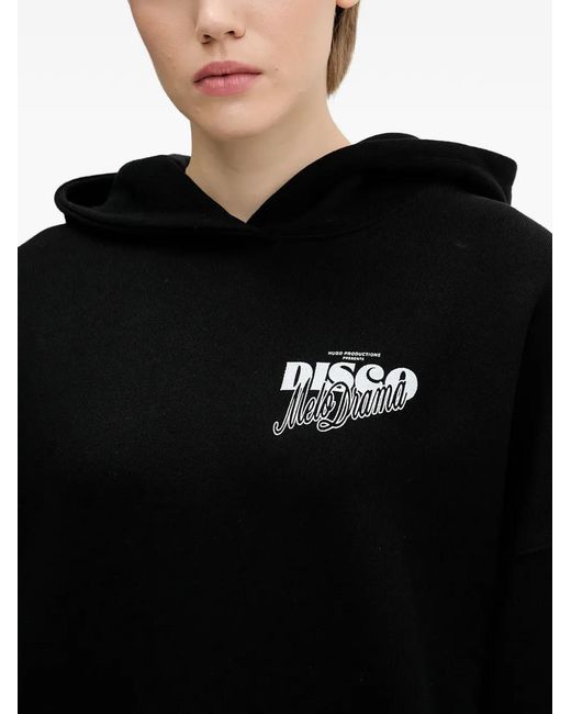 Sudadera con capucha y estampado gráfico HUGO de color Black