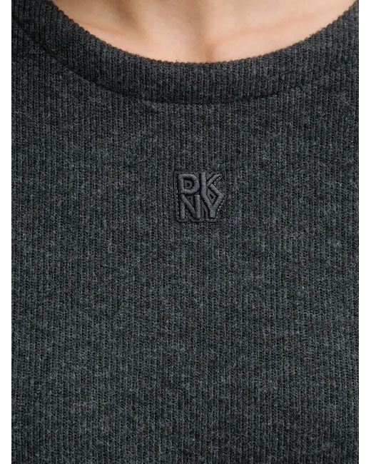 DKNY Black Textured Cropped T-Shirt